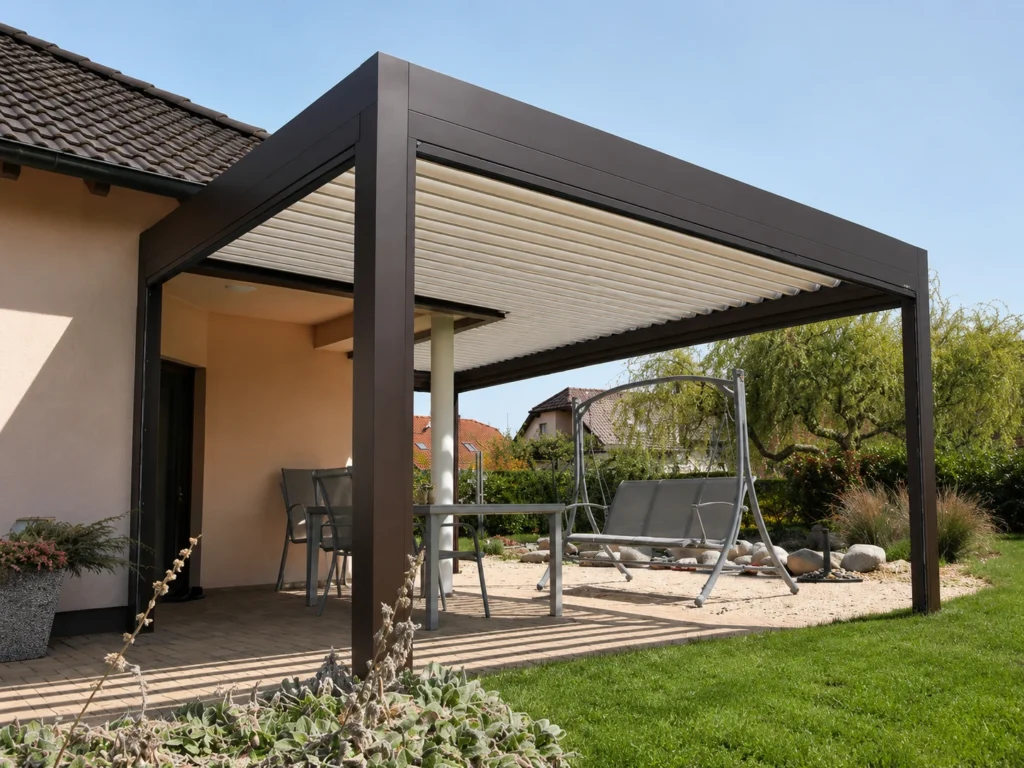 Atypická bioklimatická pergola NEW přizpůsobená dispozici rodinného domu