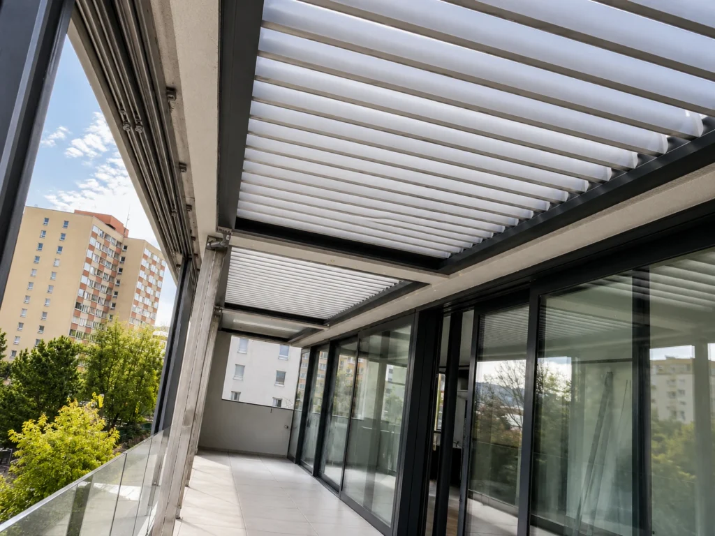 Bioklimatická pergola STAR osazená do stavebního otvoru