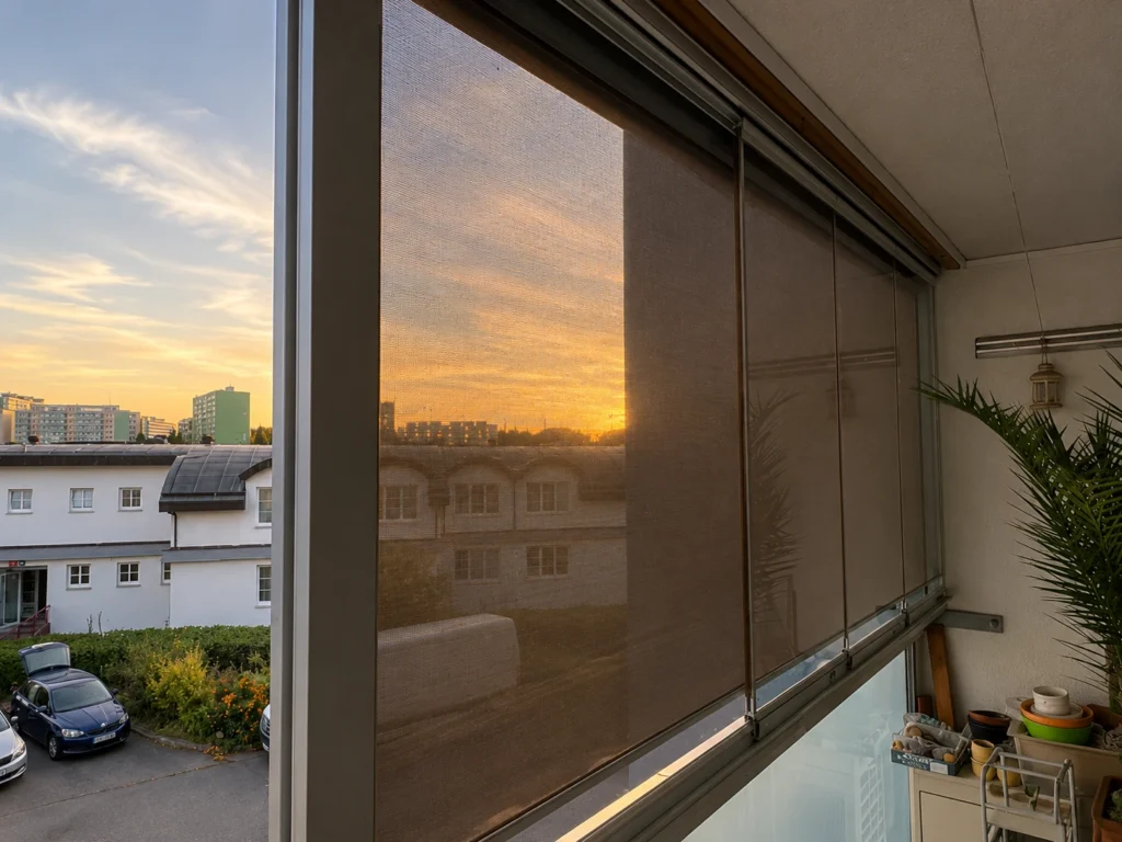 Screenroll ZIP Balkon s bočním ZIPovým vedením látky.
